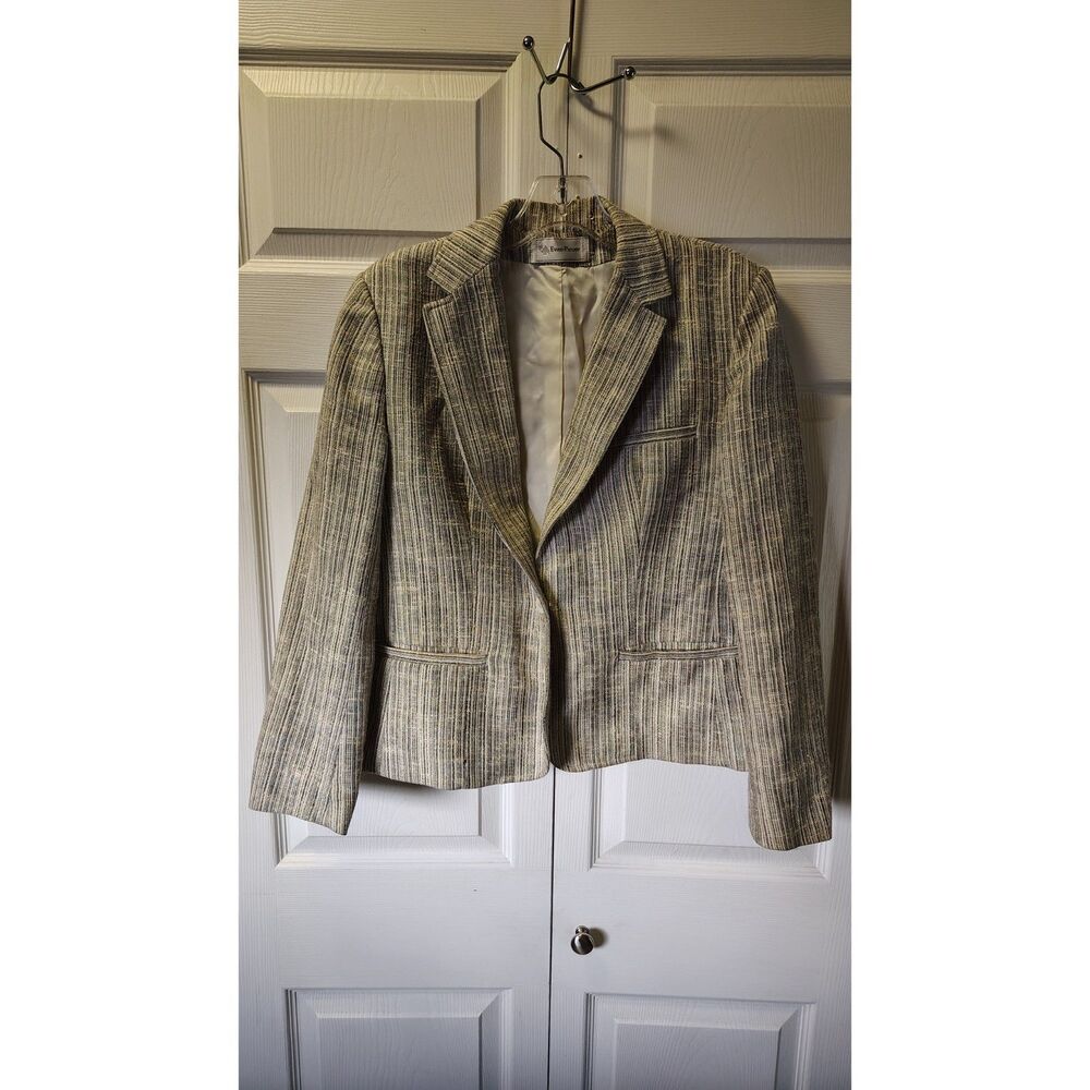 Evan-Picone Neutral Textured Tweed Single-Button Blazer - Women's Size Large